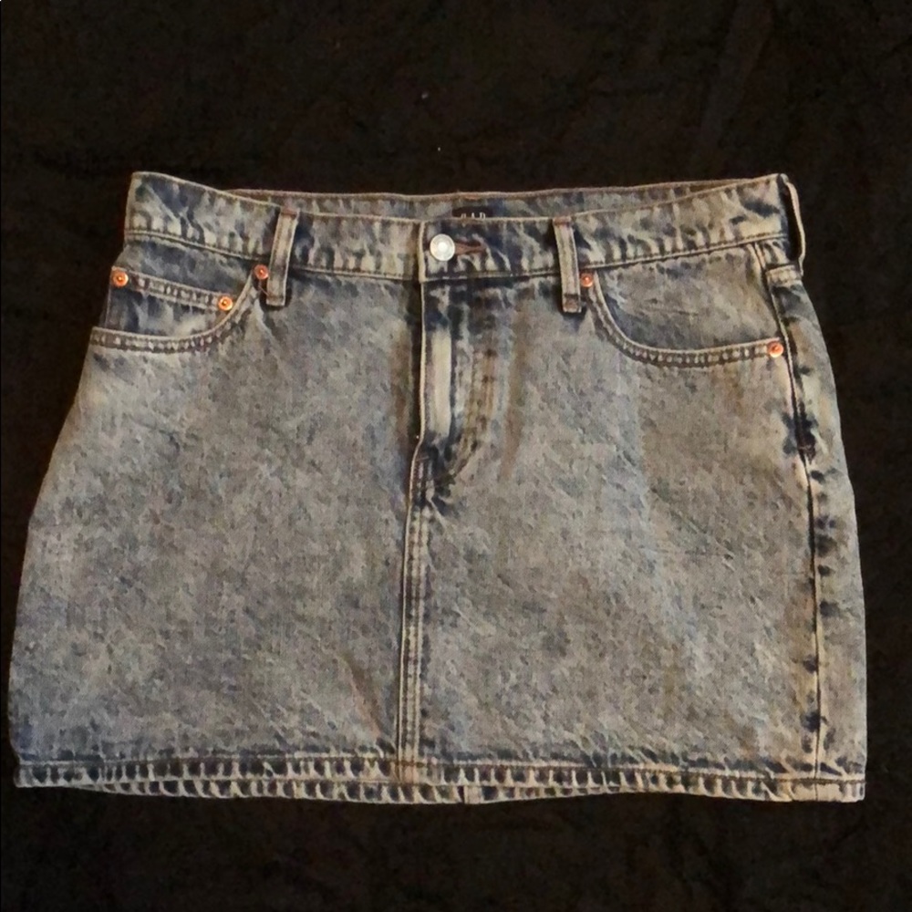 Acid wash mini skirt